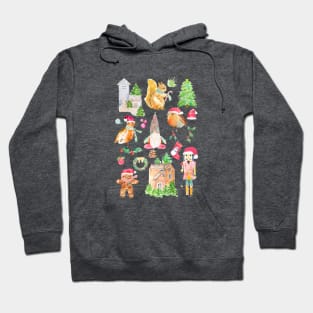 Christmas symbols collection  watercolor Hoodie